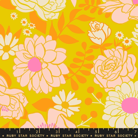 Patchwork Baumwolle - Ruby Star Society - Melody Miller - Rise and Shine - Morning Bloom Large Floral Vintage Retro